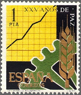 ESPAÑA 1964 1582 Sello Nuevo XXV Años de Paz Española Desarrollo Producción Espana Spain Espagne Spagna Spanje Spanien 